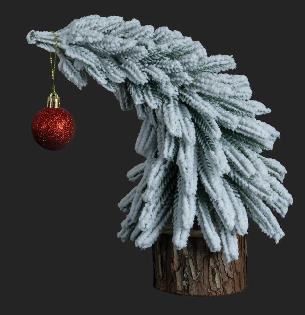 10.5" Bent Christmas Tree With Red Ball