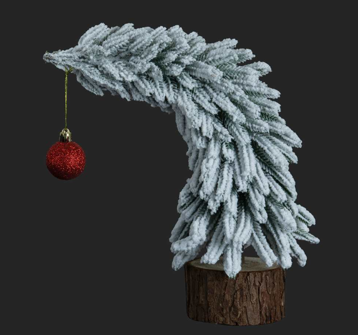 13" Bent Christmas Tree With Red Ball