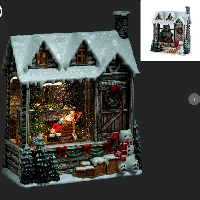 9" Log Cabin Water Globe With Santa