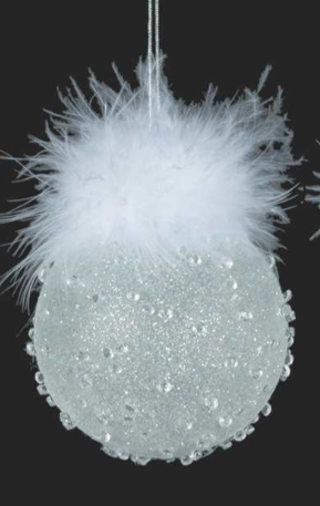 White With Feathers Ornament