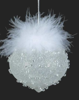 White With Feathers Ornament