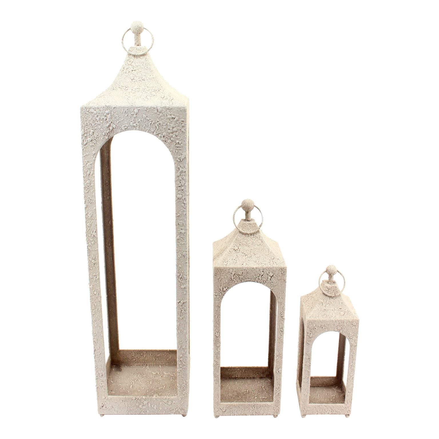 Cream Metal Lantern Sand Finish