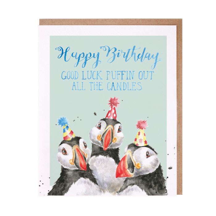 Birthday Candles Puffin Single Card