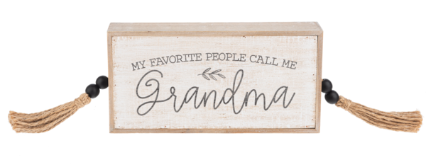 Grandma Message Block With Beaded Tassels