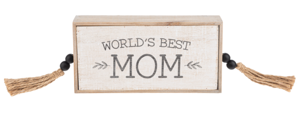Best Mom Message Block With Beaded Tassels