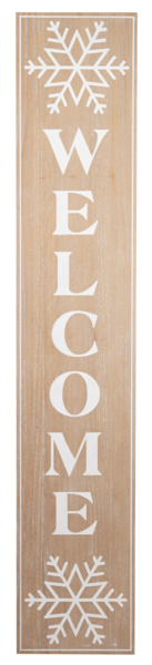 Oversized Welcome With Snowflakes Carved Vertical Wall Decor
