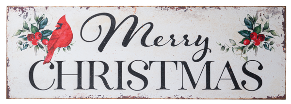 Oversized Merry Christmas With Cardinals Wall Decor