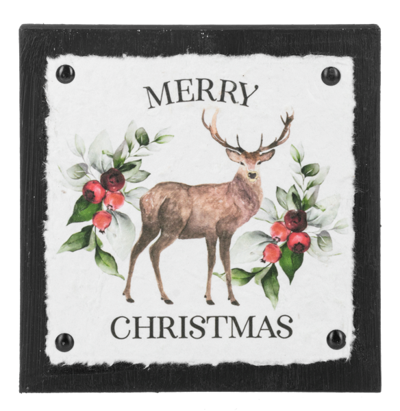 Stag With Holiday Text Wall Decor