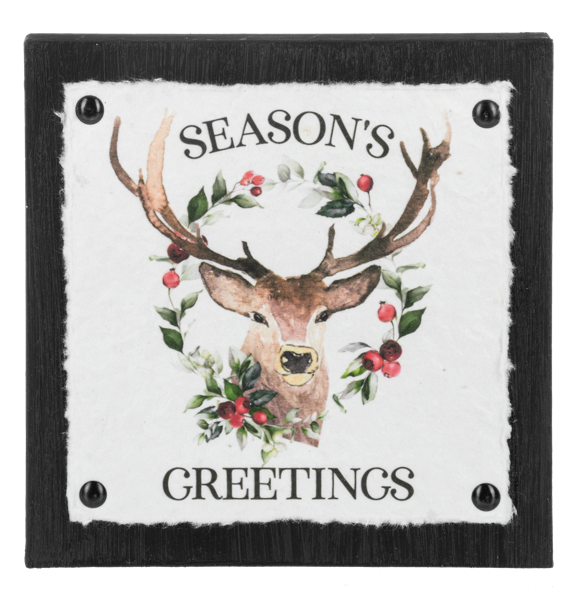 Stag With Holiday Text Wall Decor