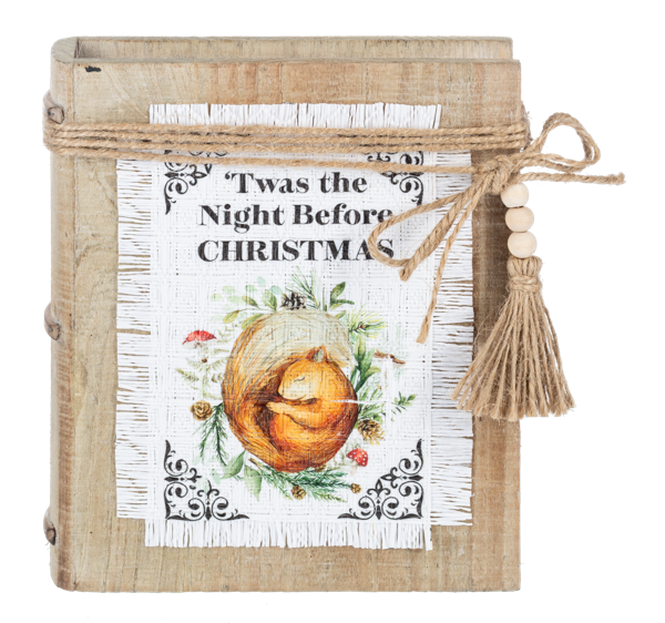 Wooden Book Decor with Woodland Animal