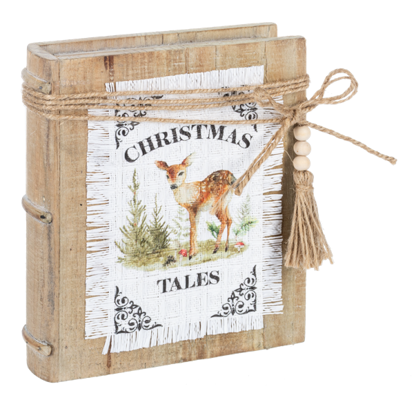 Wooden Book Decor with Woodland Animal