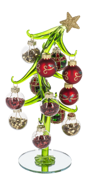 Slanted Christmas Tree with Ornaments