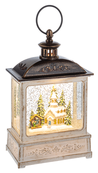 LED Light Up Shimmer Church Scene Lantern