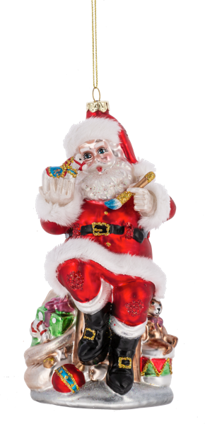 Santa With Rocking Horse Ornament