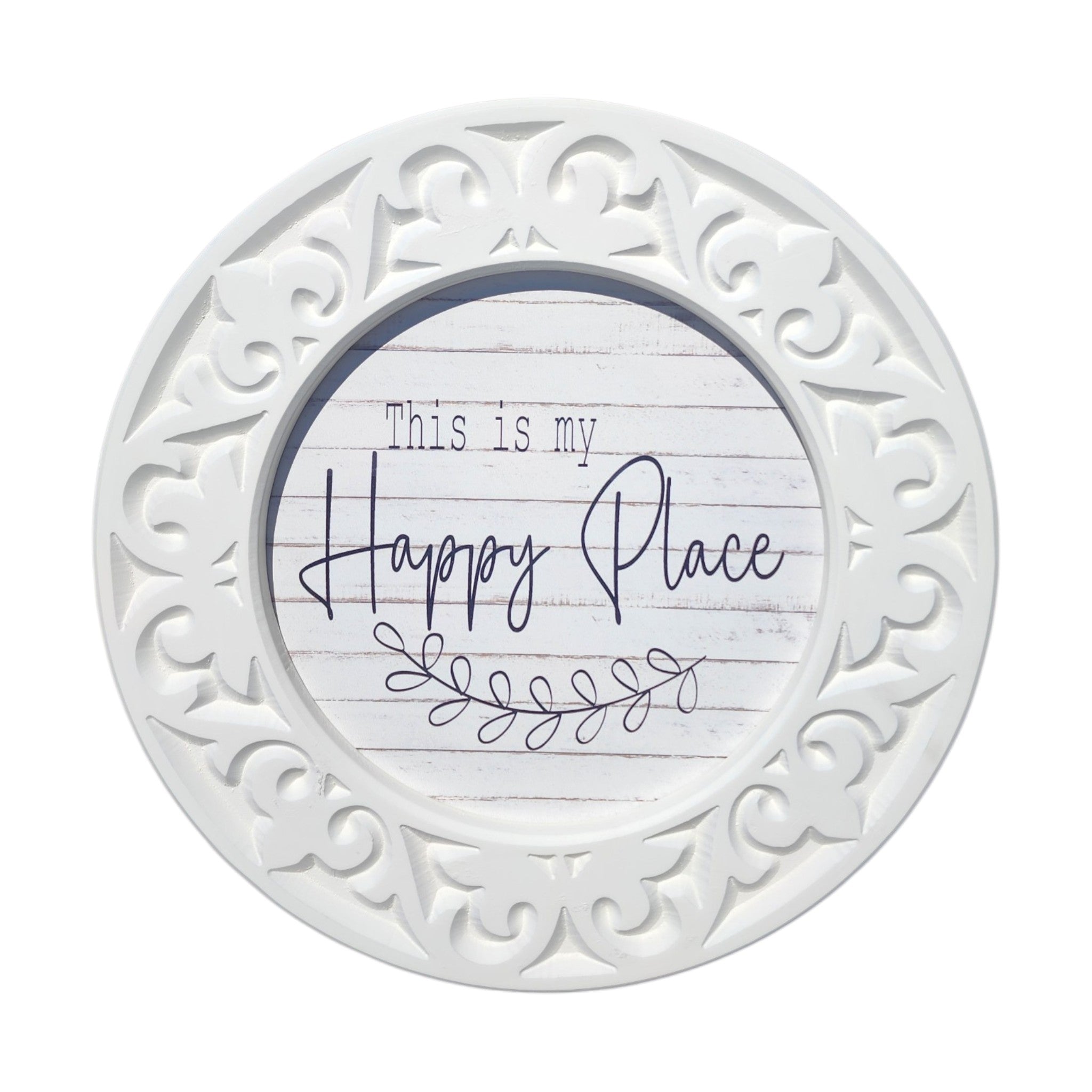 13.5" Round Engraved Framed | This Is My Happy Place