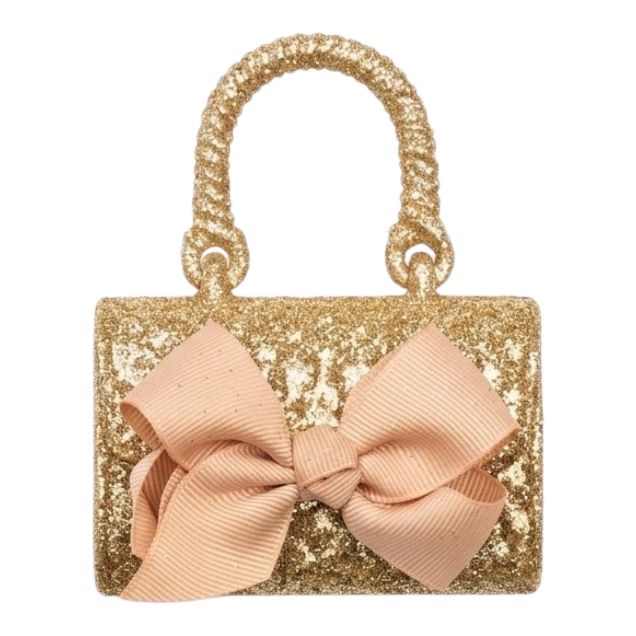 Ornament Champagne Gold Bag w/Glitter 4.5"