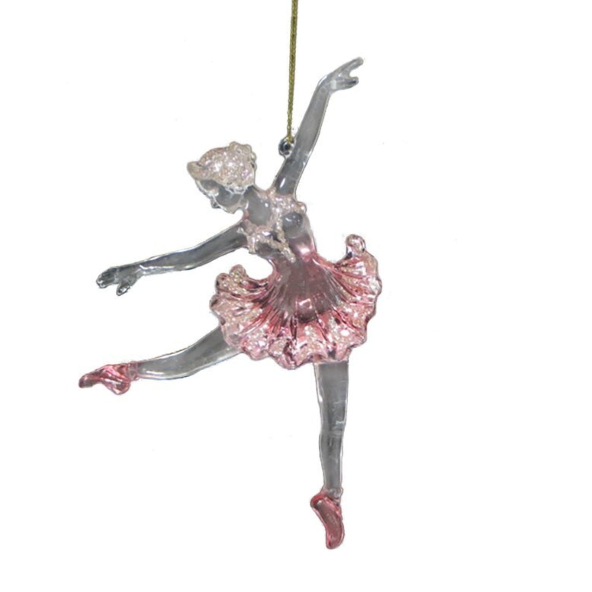 Ornament Ballerina Pink & Clear 6"
