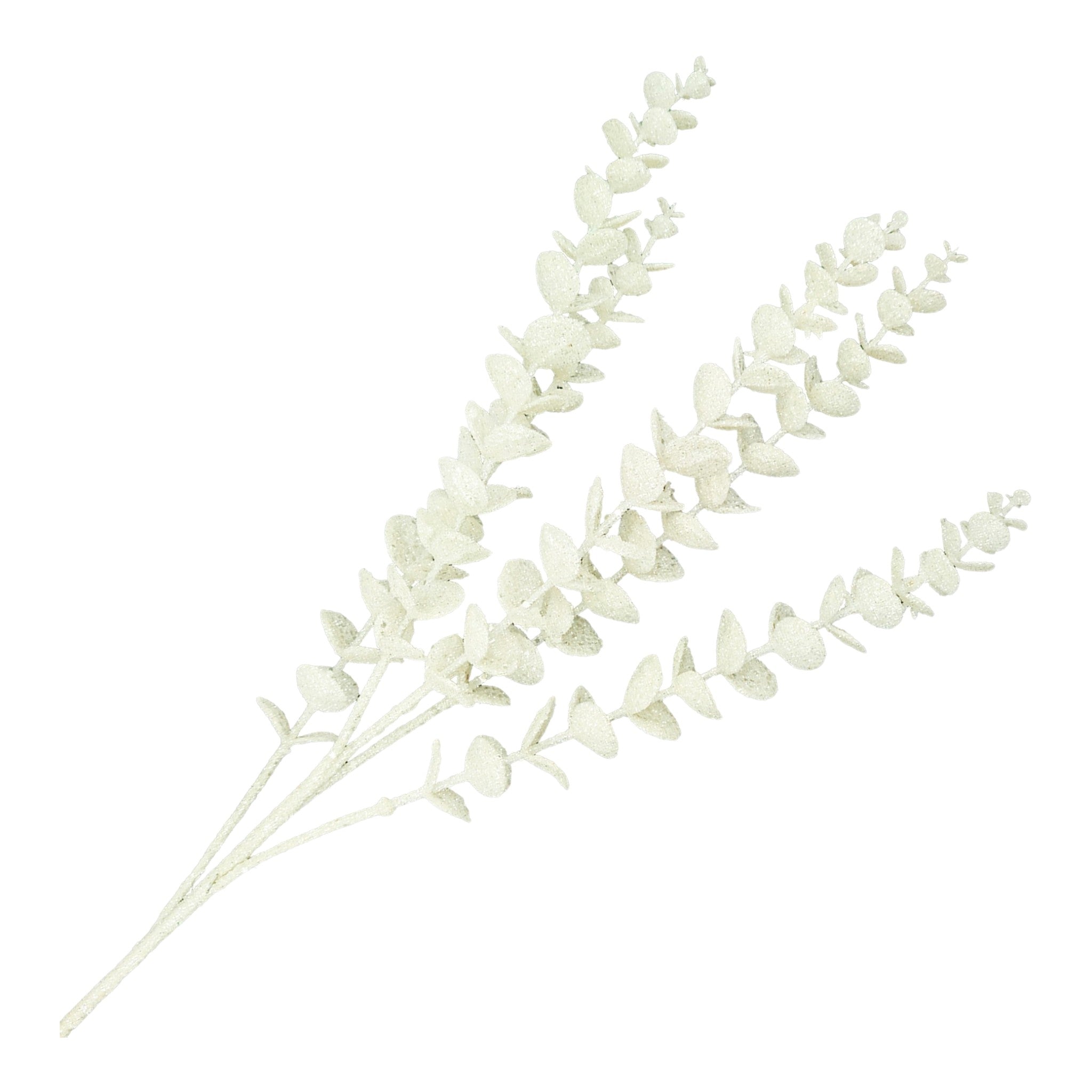 Spray Eucalyptus Branch White 33" w/Glitter