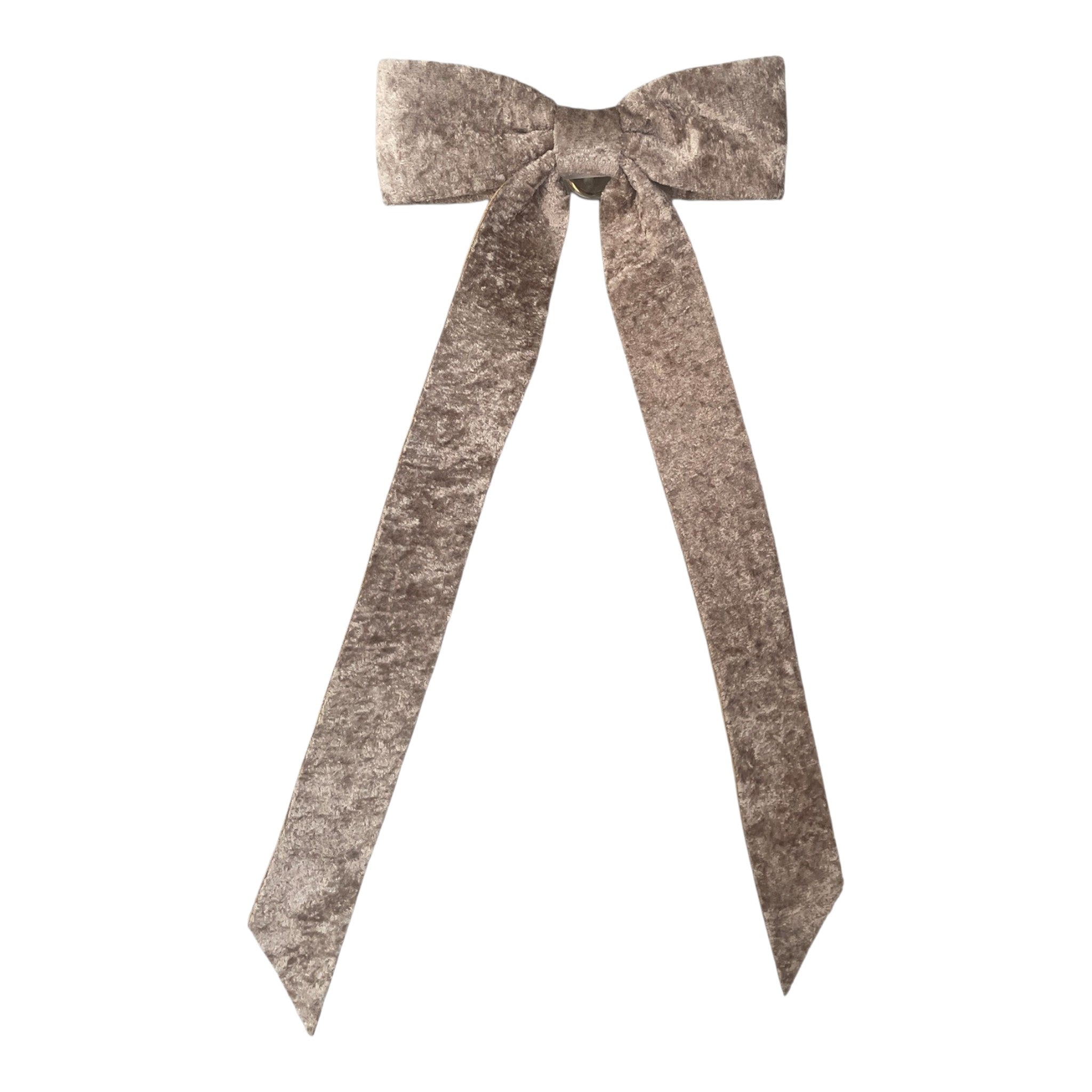 Bow Velvet Long Tail Champagne w/Clip 15"