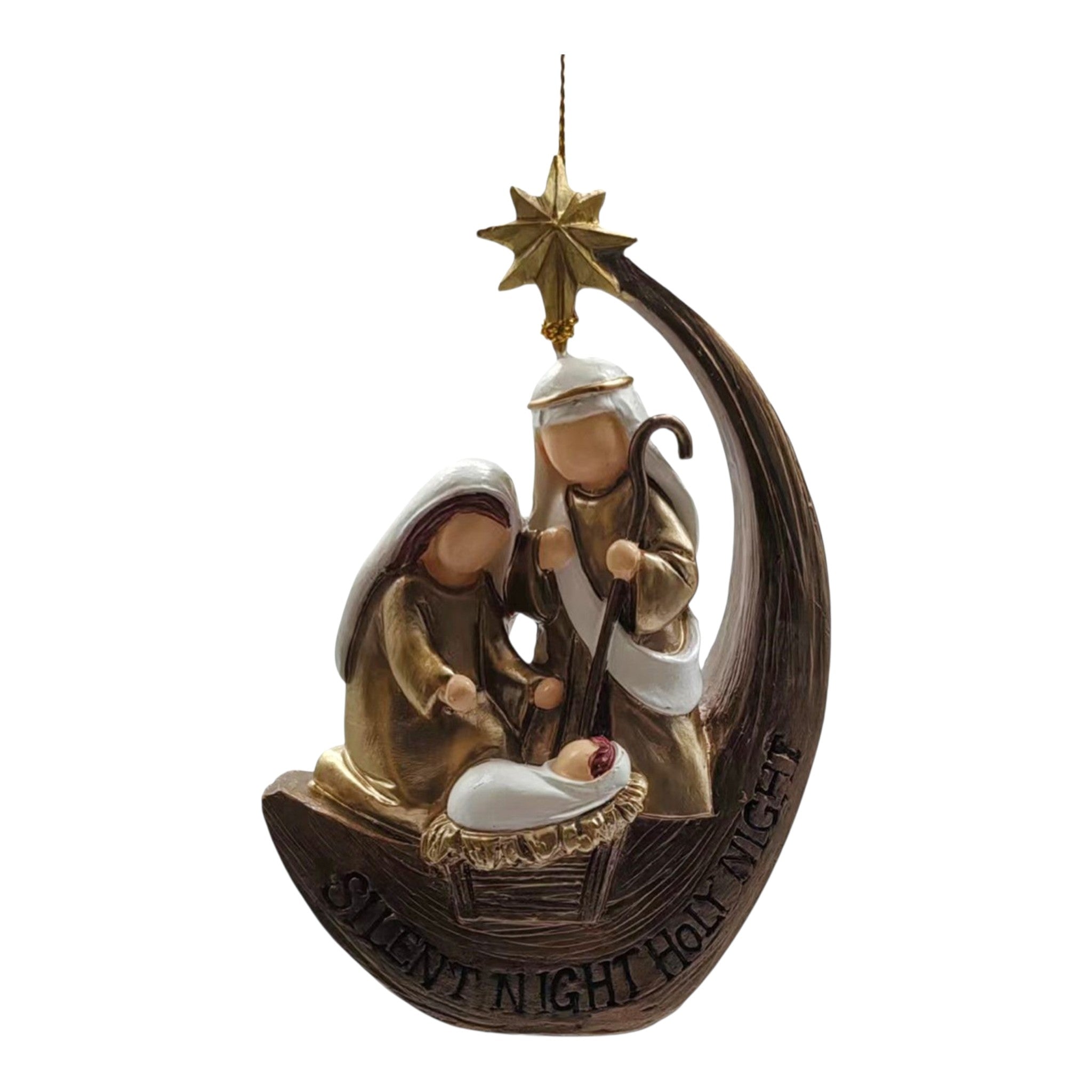 Ornament Nativity Multi w/Gold Star 3.5"x5"