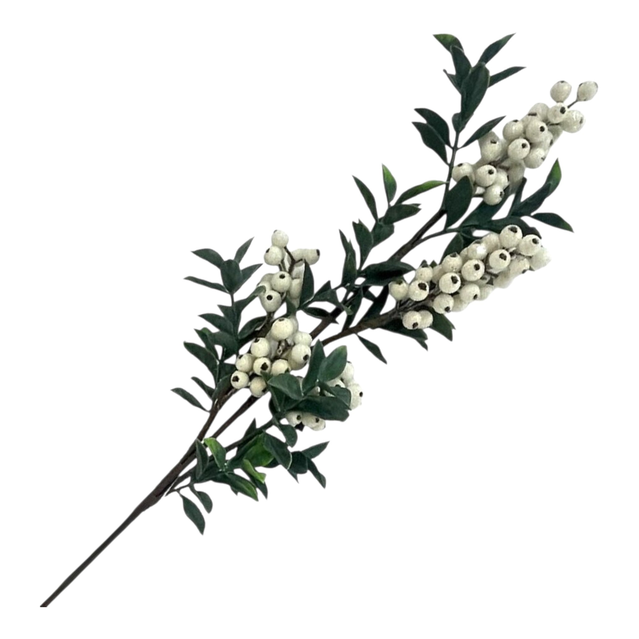 Spray Iced Berry Cluster White w/Leaves