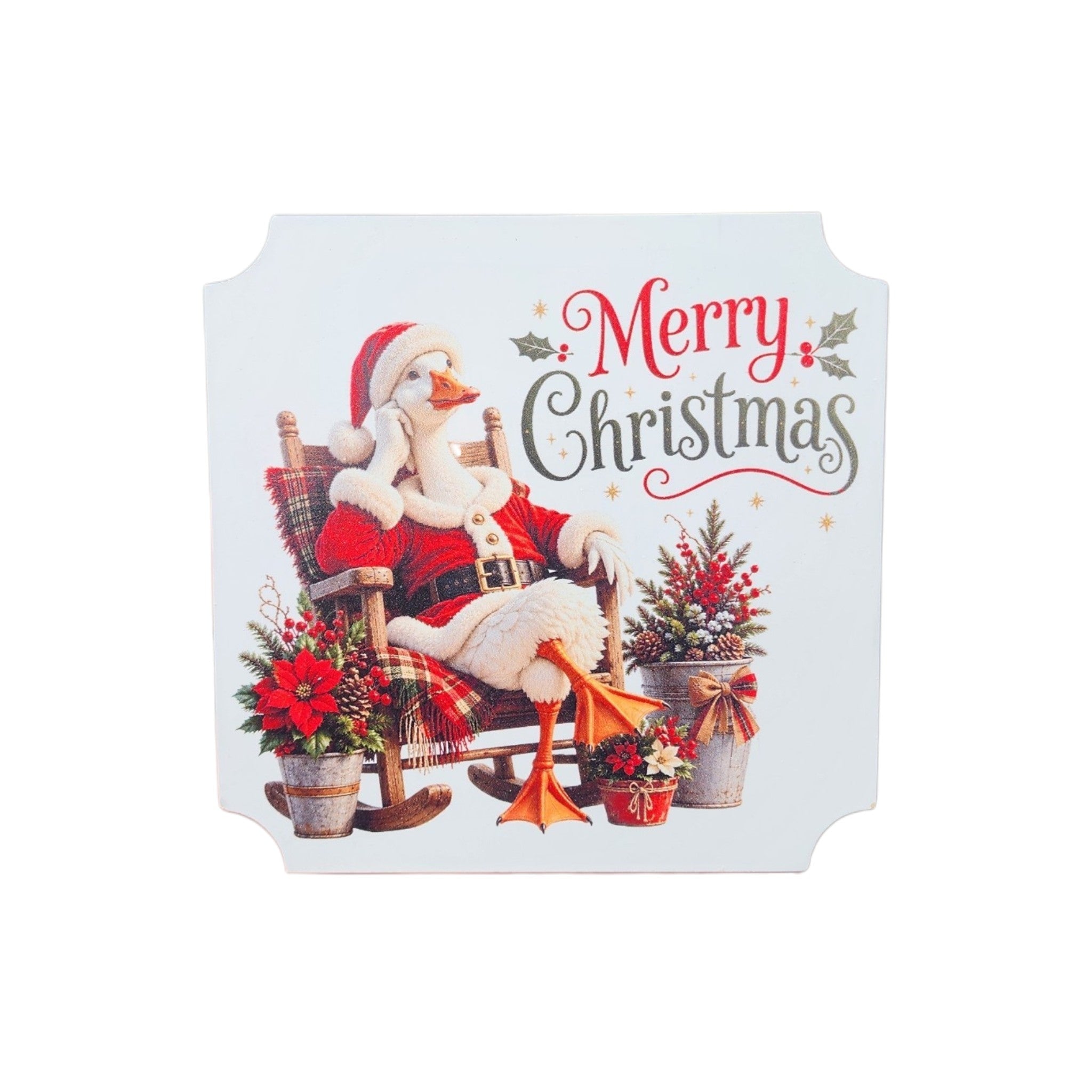 5x5 Sign Goose Merry Christmas