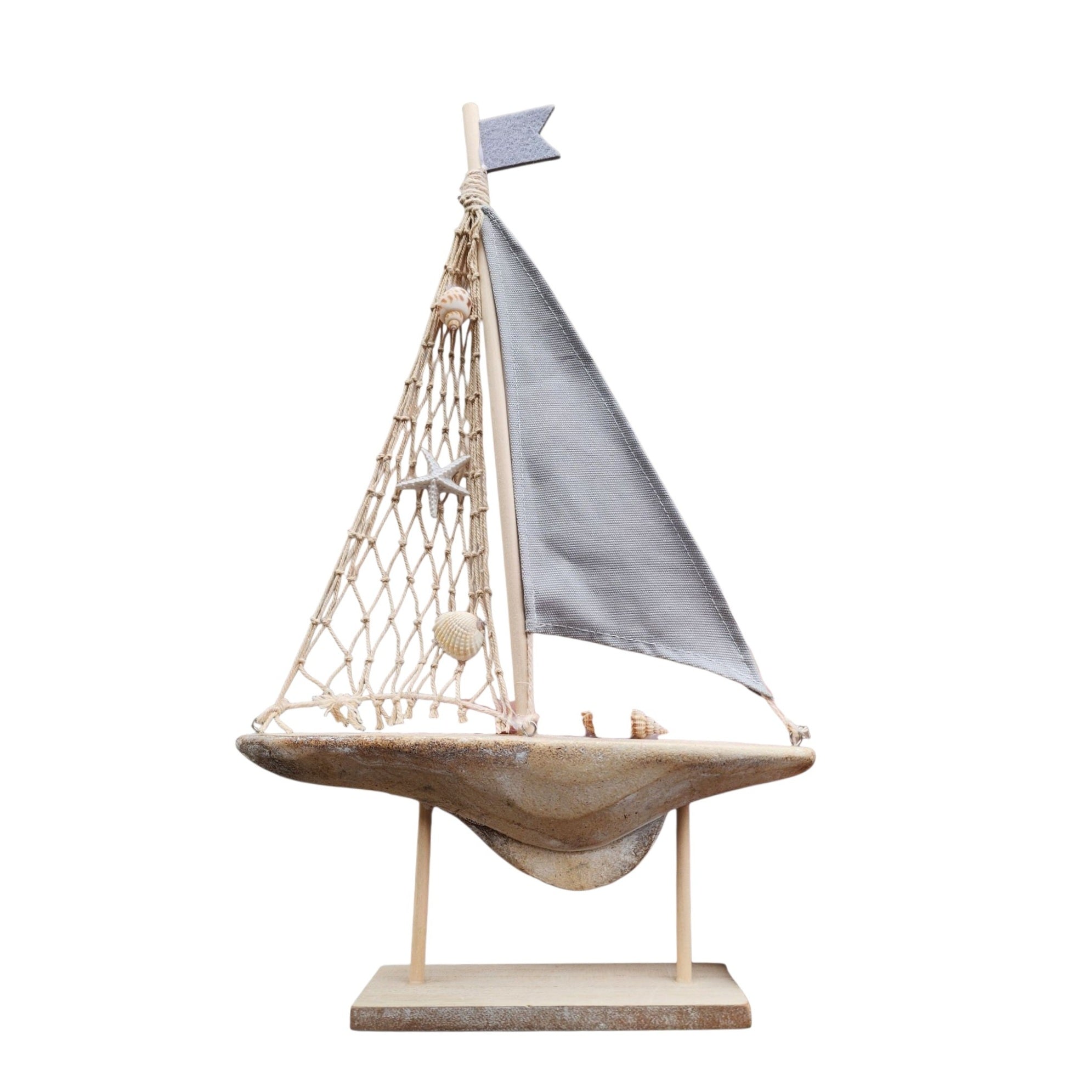 16.5" Natural & Grey Sailboat