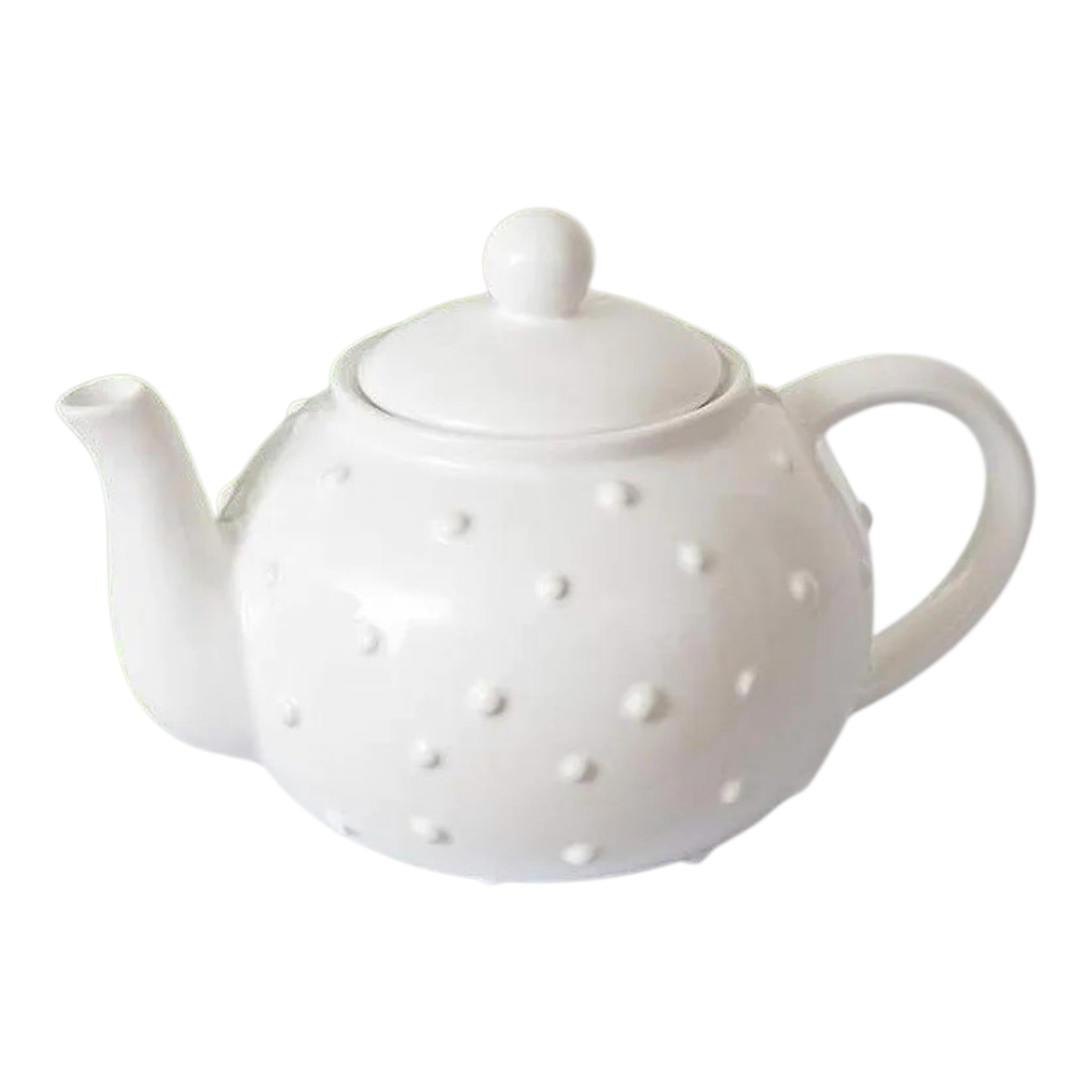 White Teapot With Raised Dots