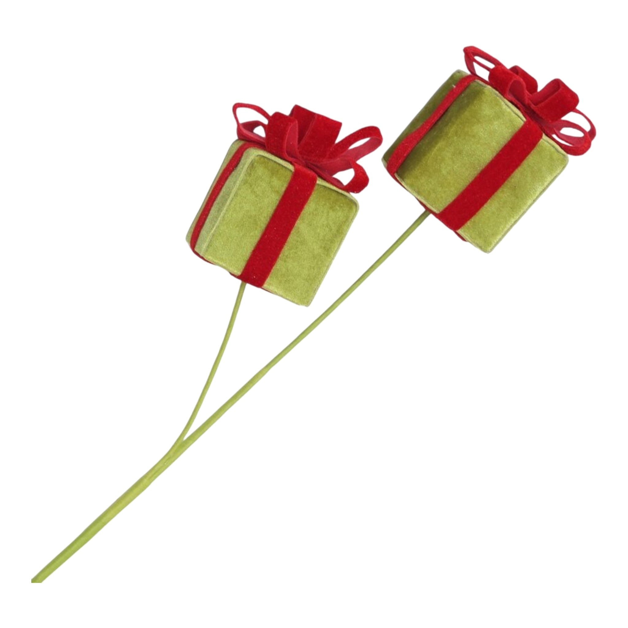 Spray Gift Box x2 Lime Green w/Red Bow