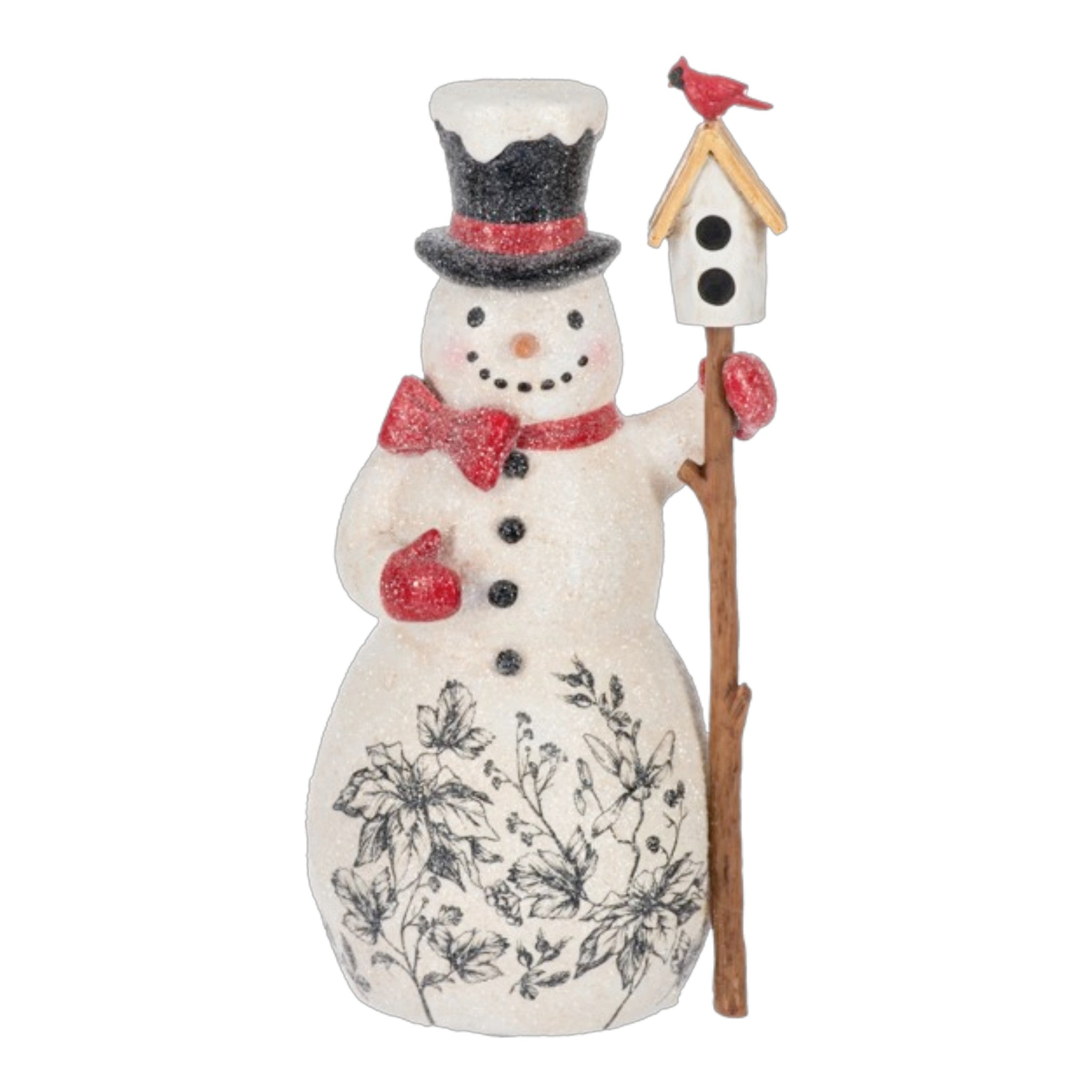 Snowman Resin w/Birdhouse 4" W. x 4" D. x 9" H.