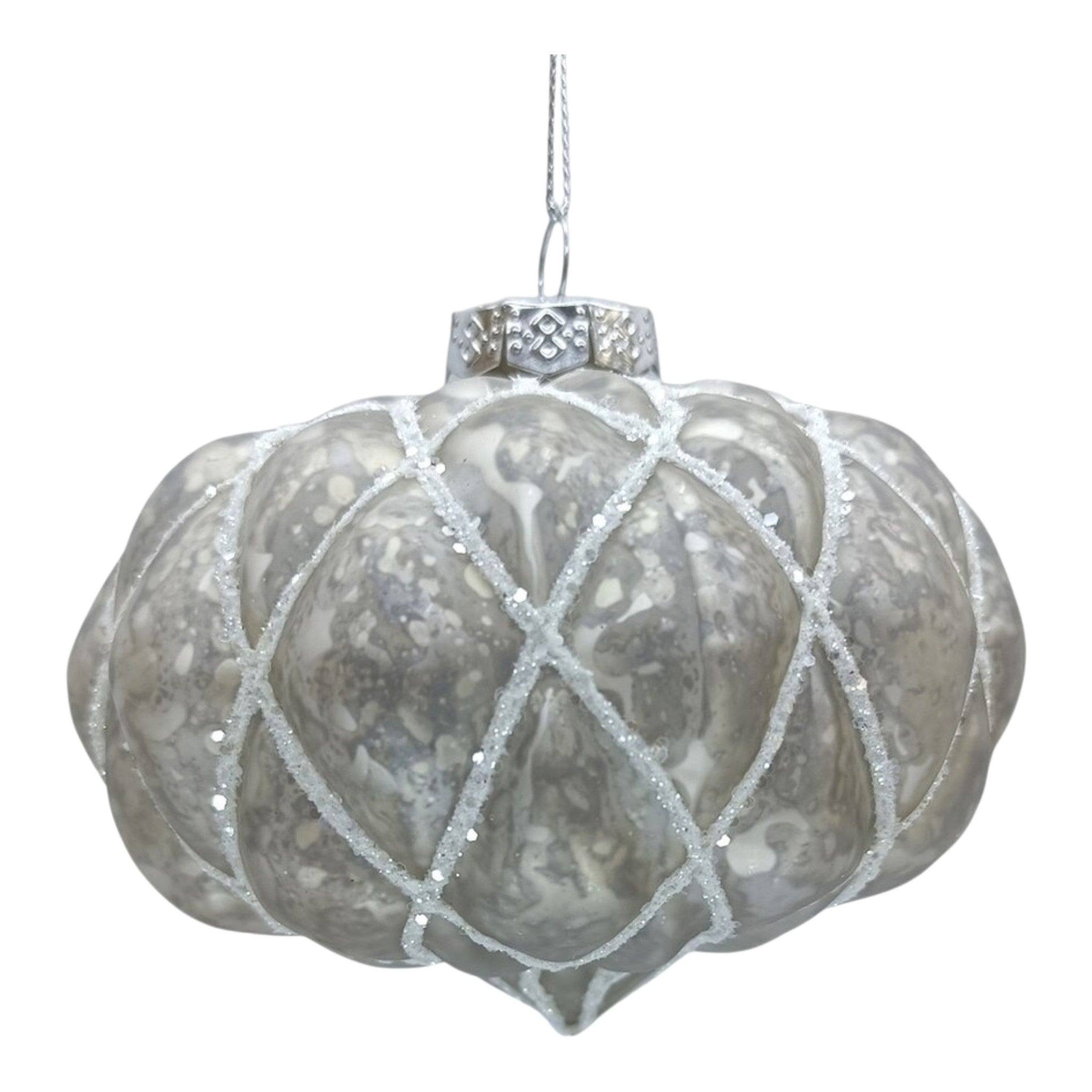 Ornament Glass Antique White/Silver 4"-6.5"
