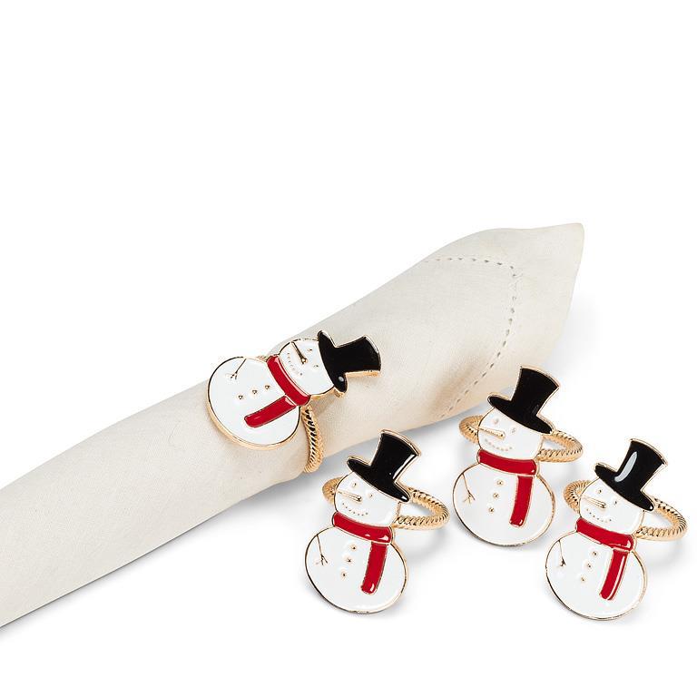 Happy Snowman Napkin Rings Set of 4