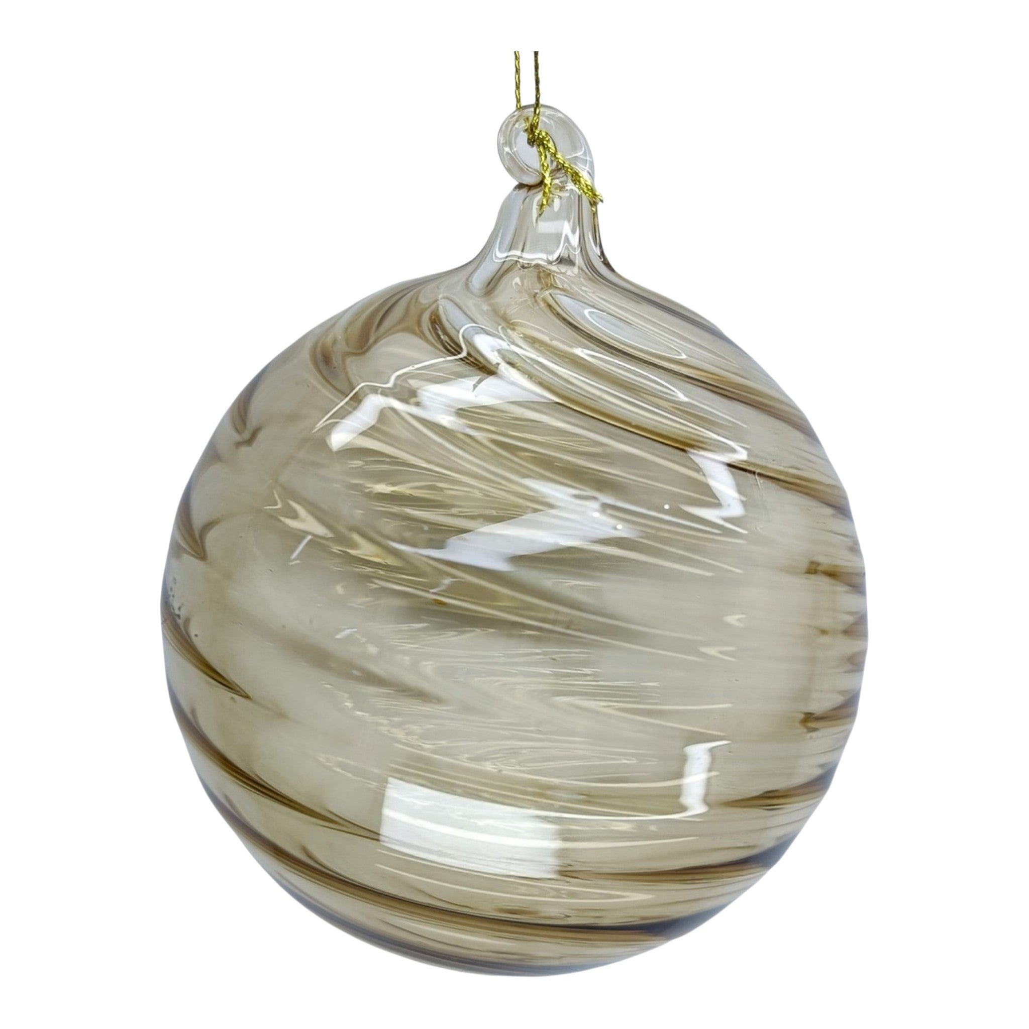 Ornament Glass Clear Brown w/Spiral Ridges
