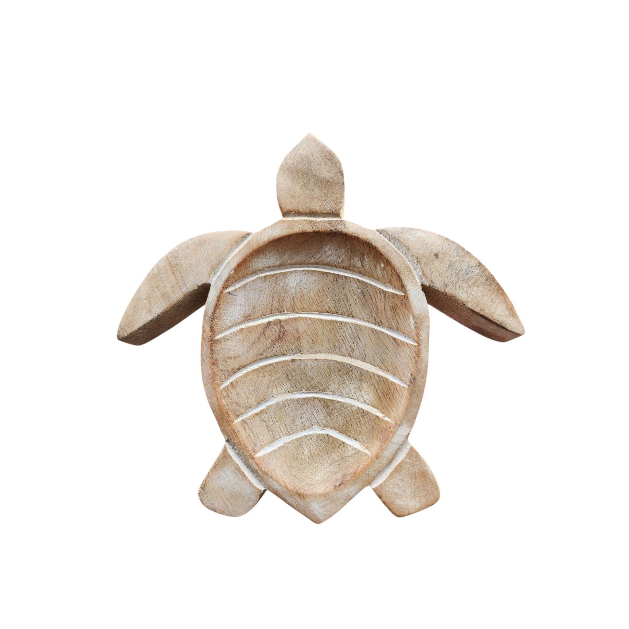 Hand Carved Wooden Sea Turtle Decorative Bowl