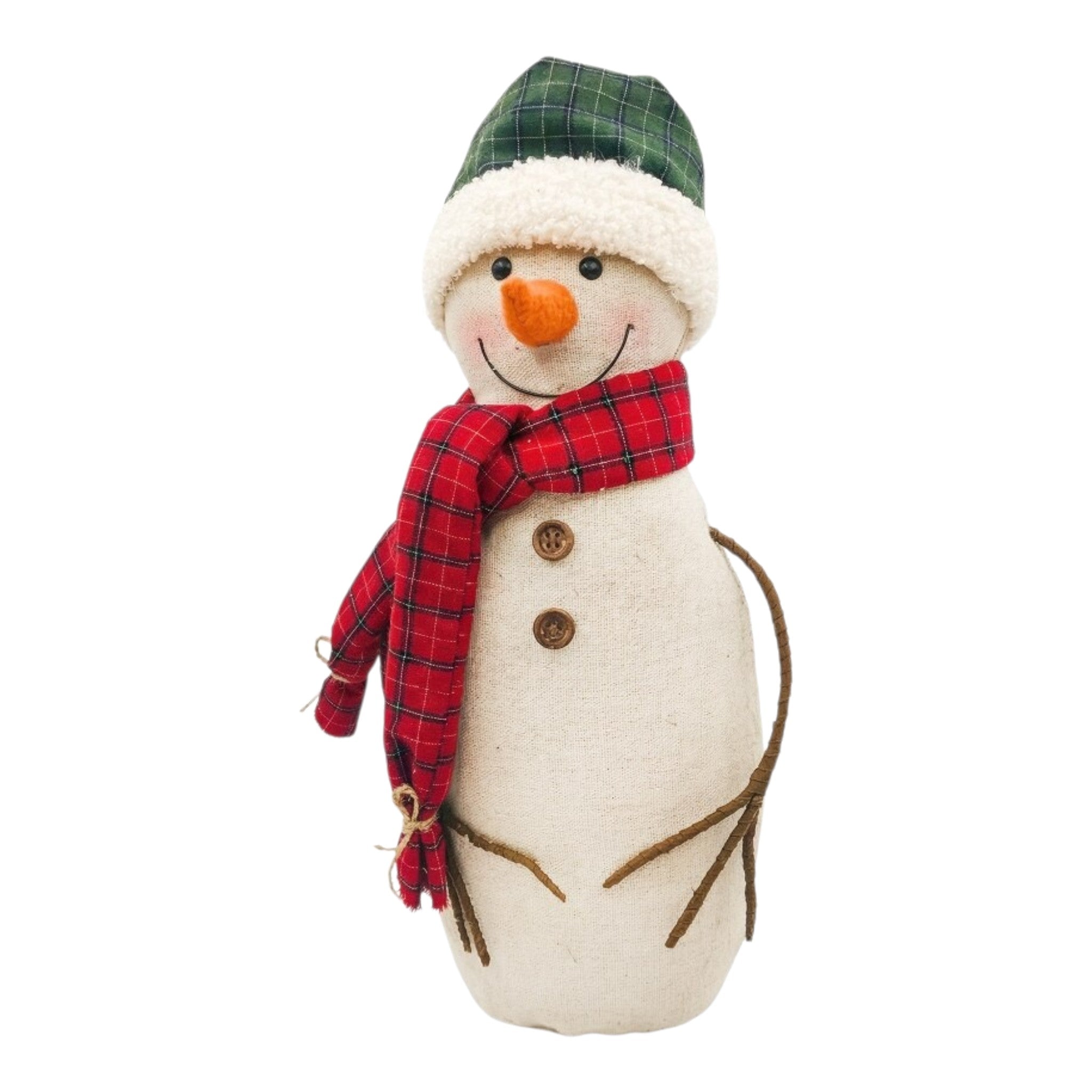 Snowman Standing w/Scarf and Green Hat 12"