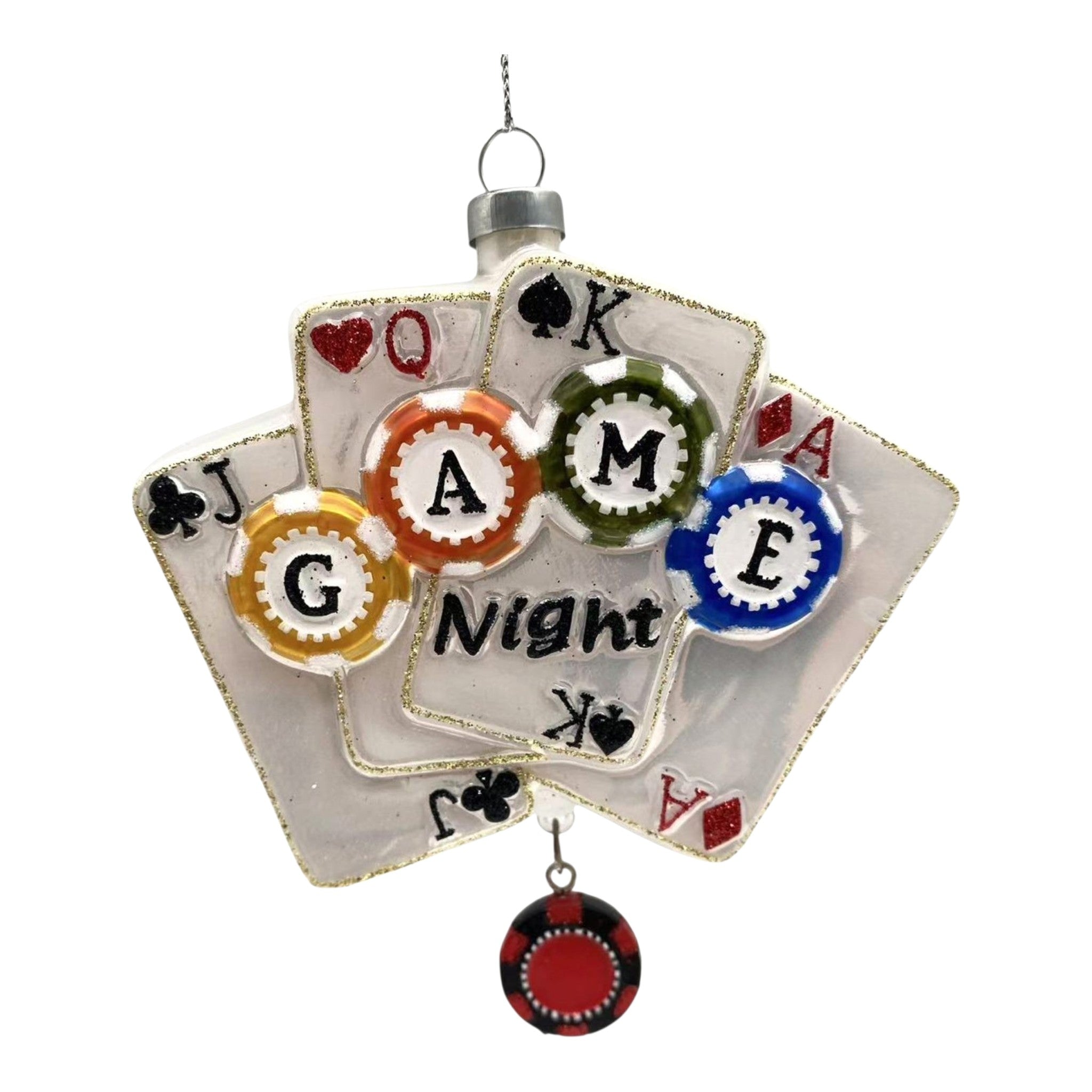 Ornament Glass Game Night Poker 5"