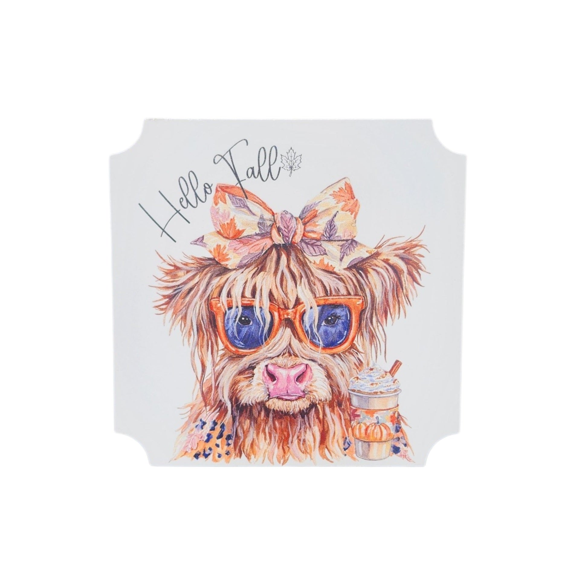 5x5 Sign Hello Fall Cow