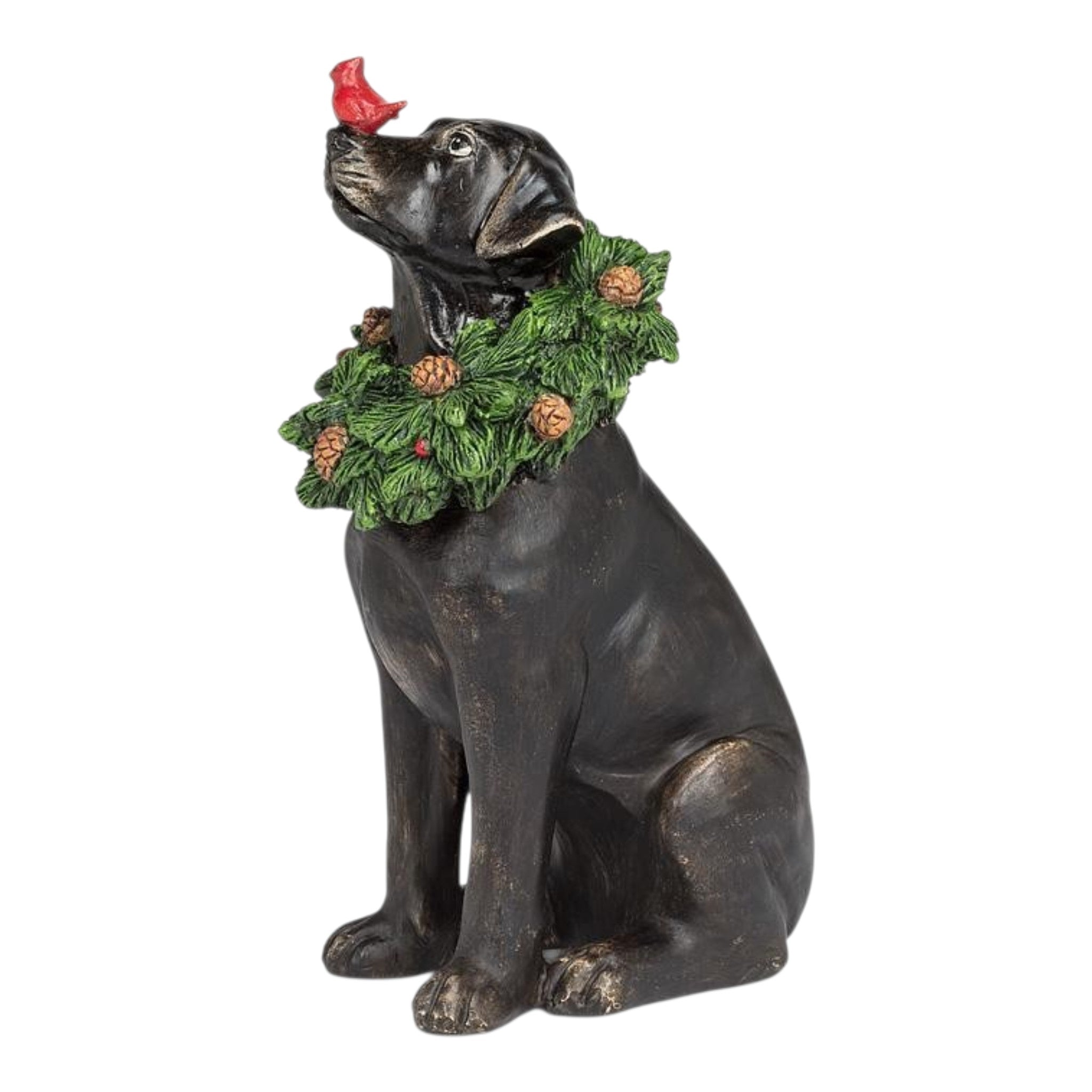 Holiday Labrador w/Wreath & Cardinal 8"