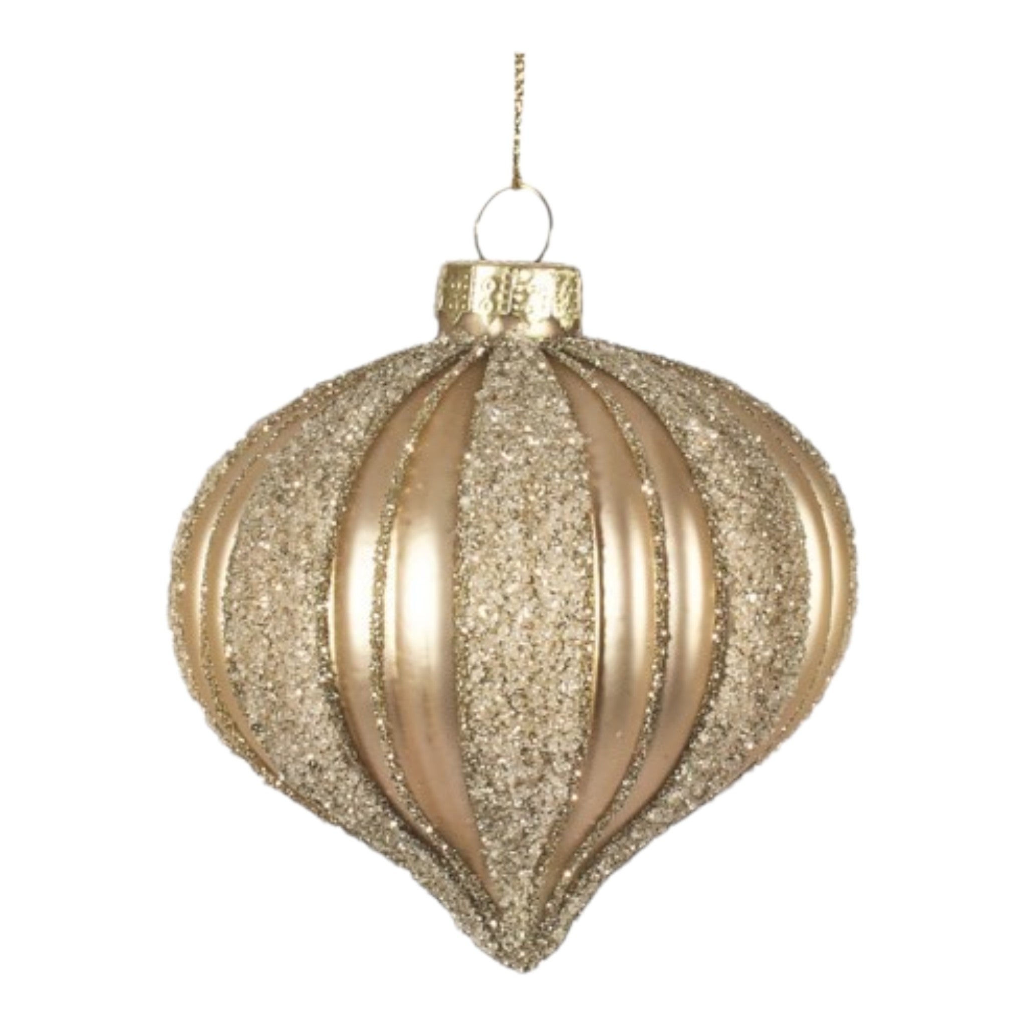 Ornament Ivory Ribbed and Glitter