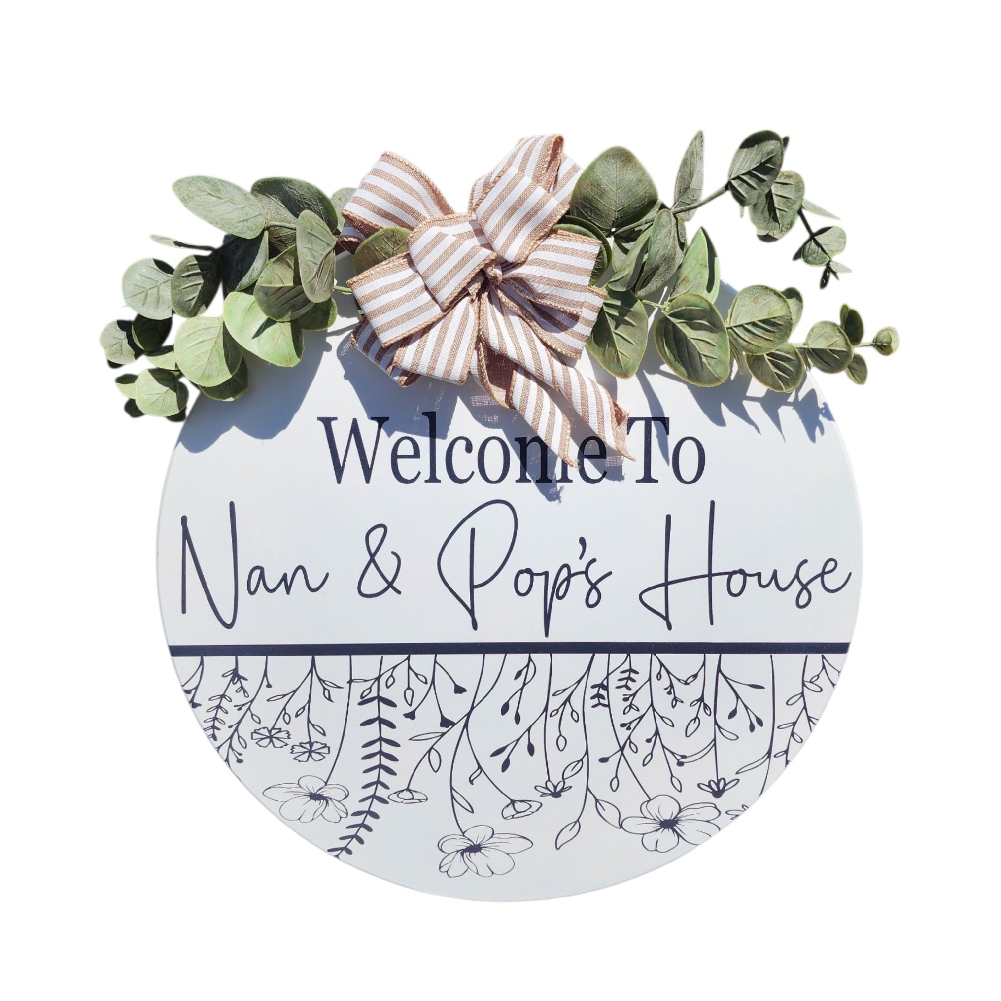15" Decorated Round Sign Welcome To Nan & Pop's House