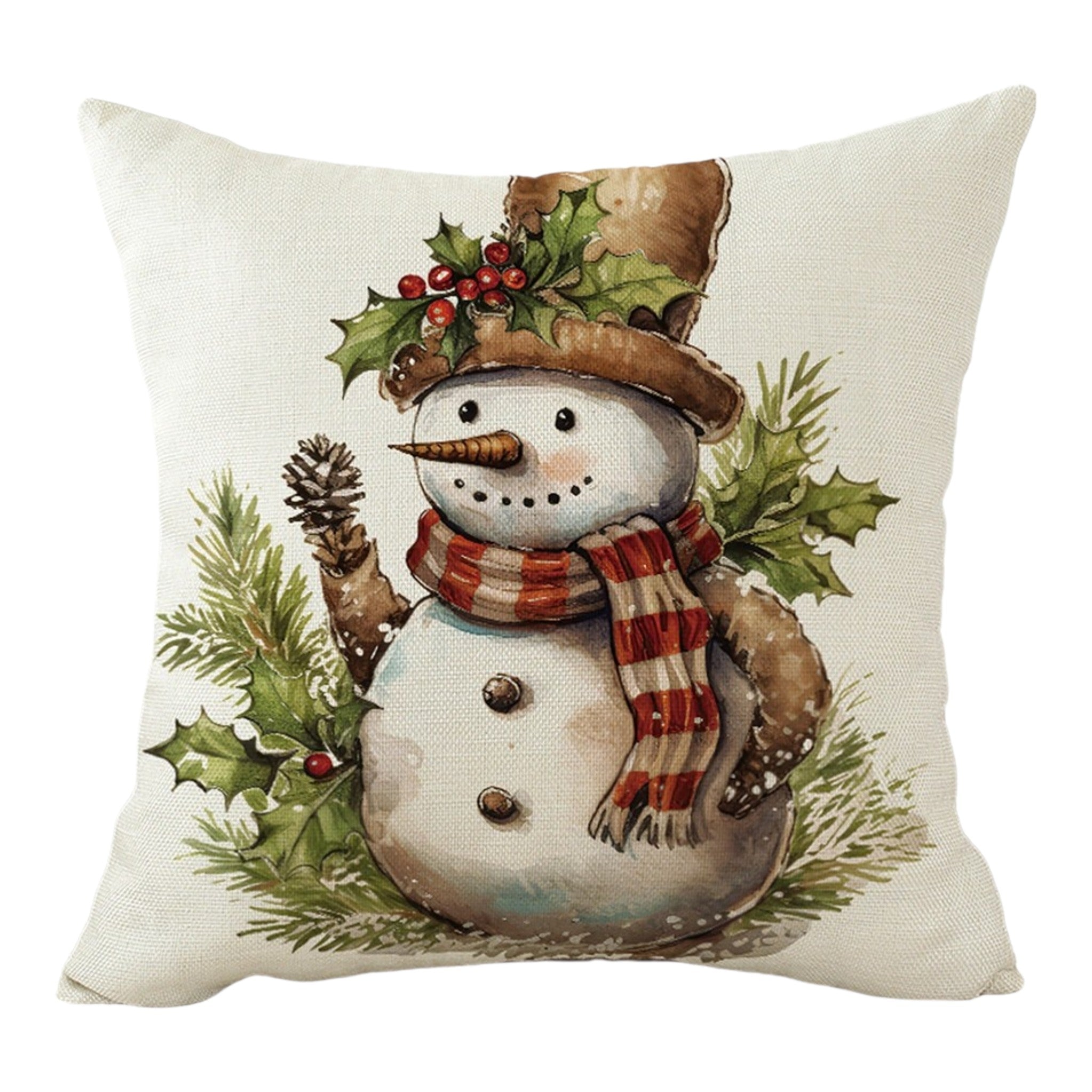Cushion Snowman w/Hat 16"x16"