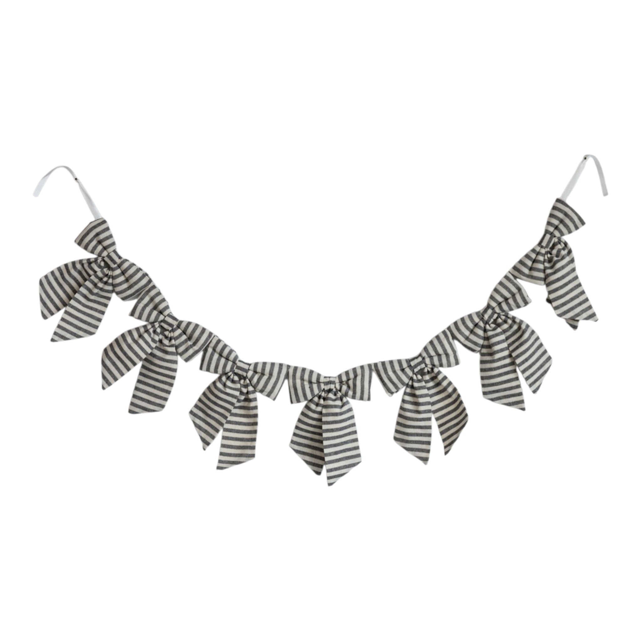Stripped Charcoal Thin Gold Fabric Bows Garland