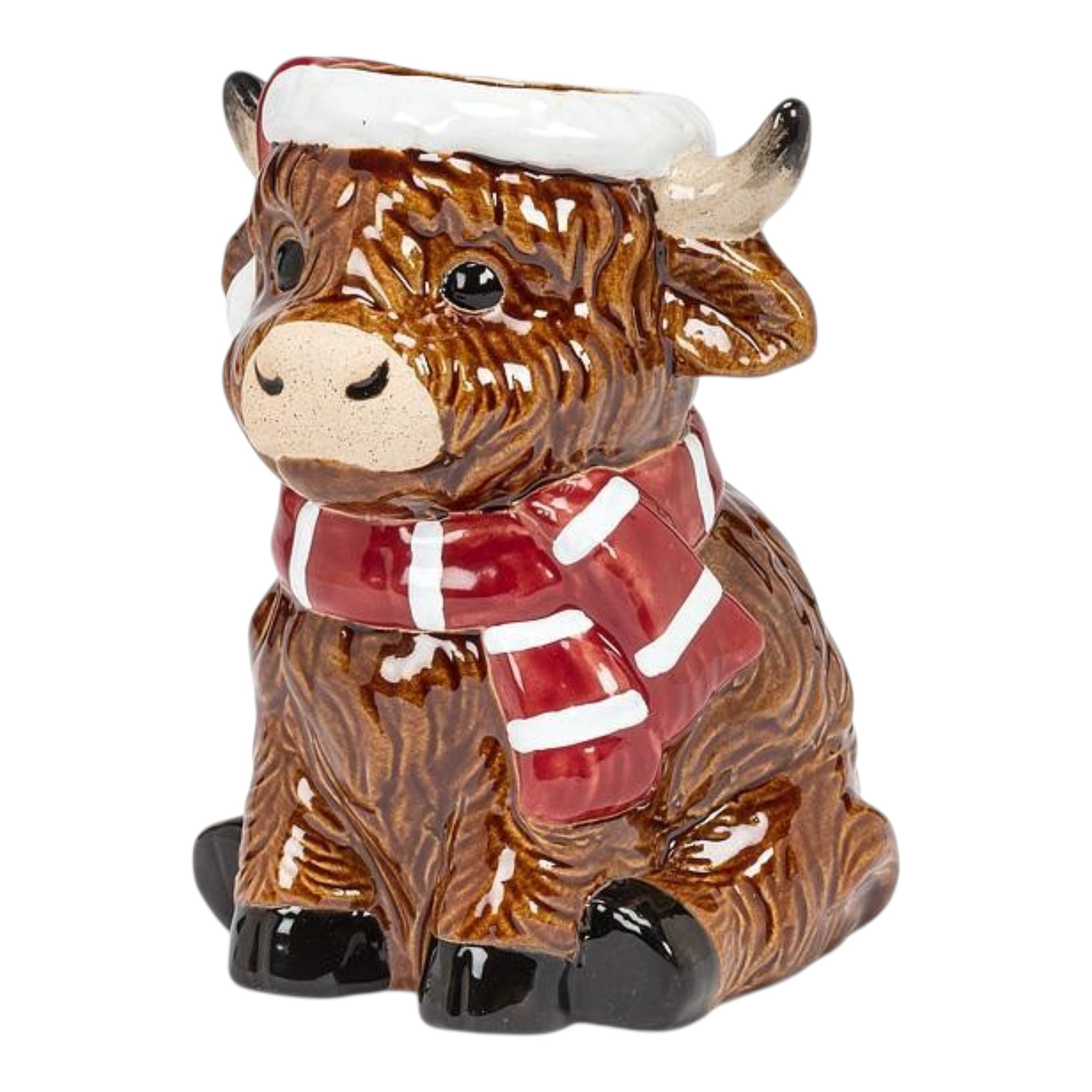 Highland Cow Vase w/Scarf 6"