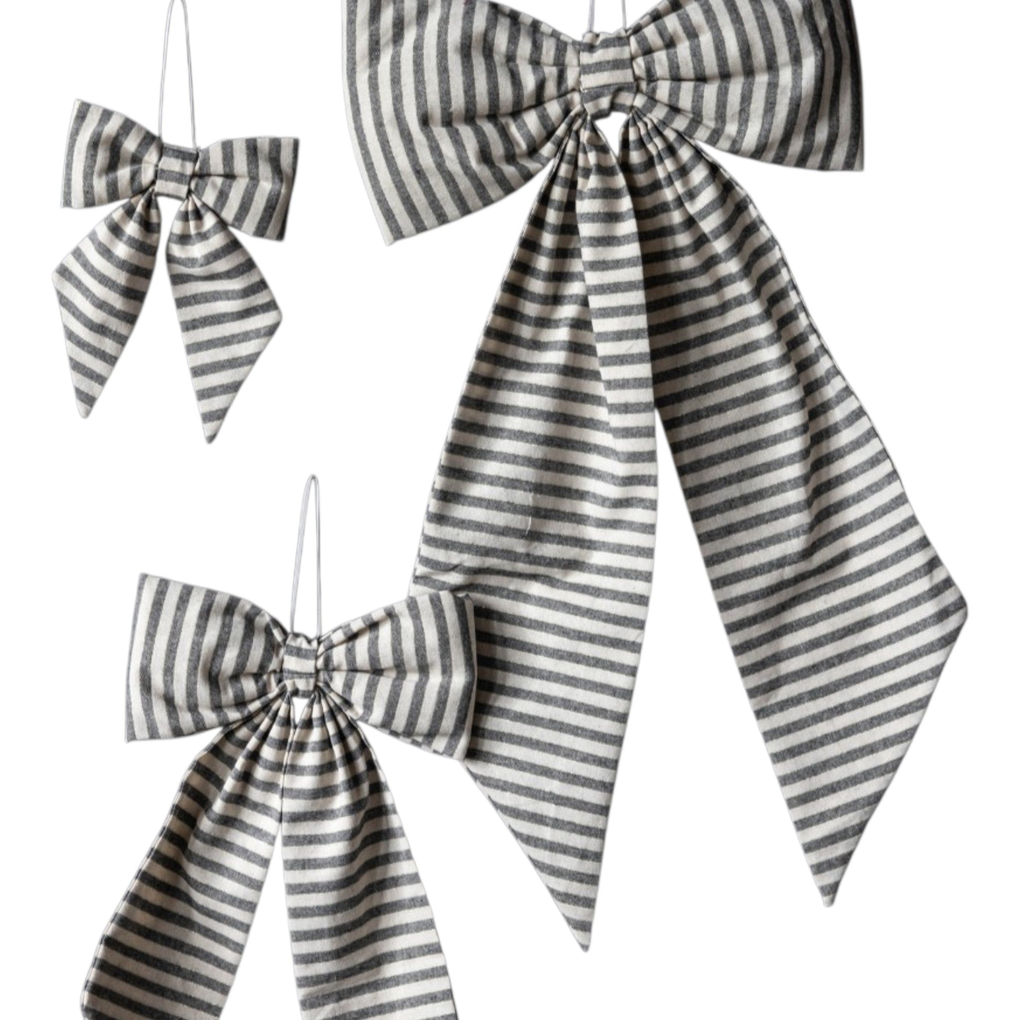 Striped Charcoal & Gold Fabric Bows