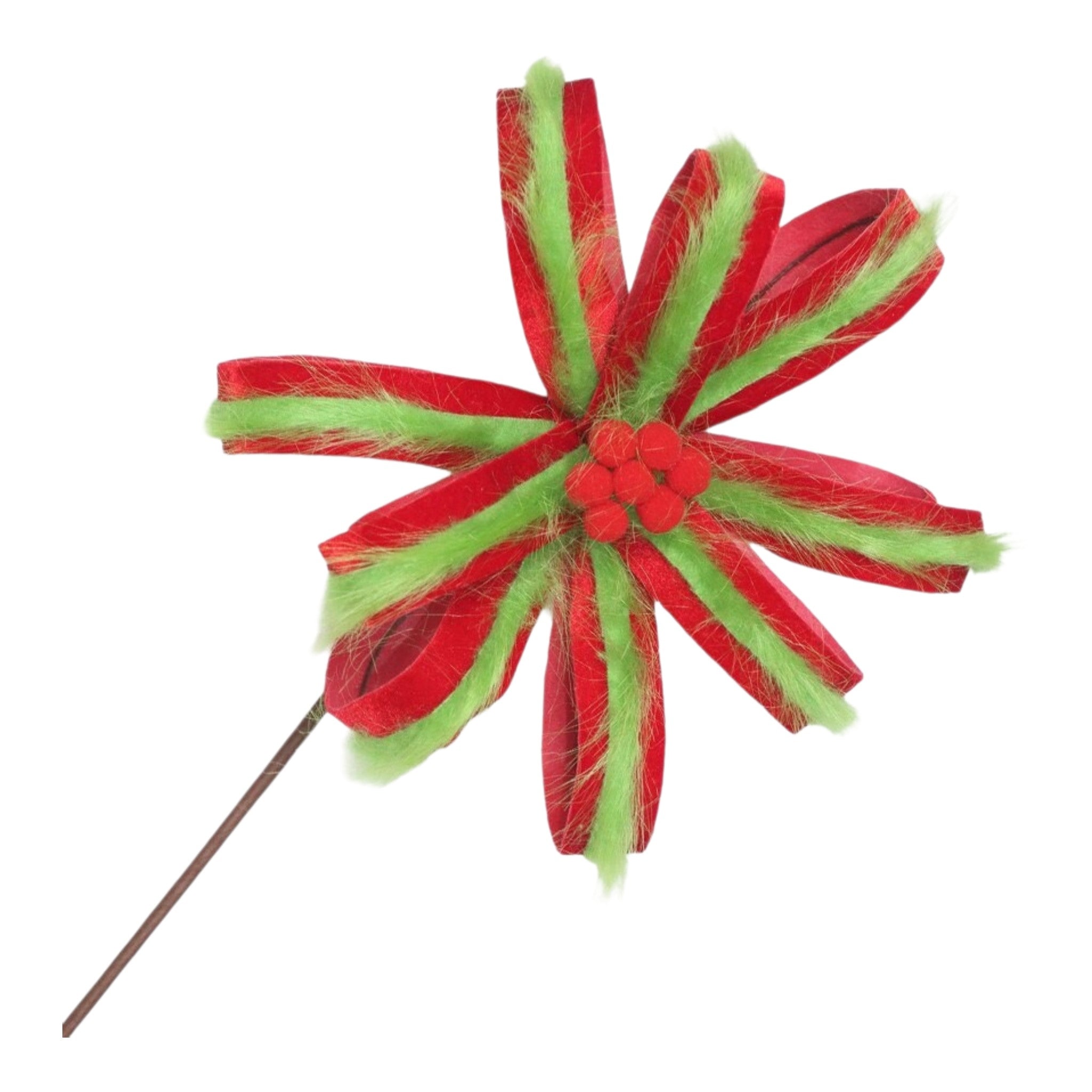 Bow Flower Stem Red/Lime Green 20"x10"