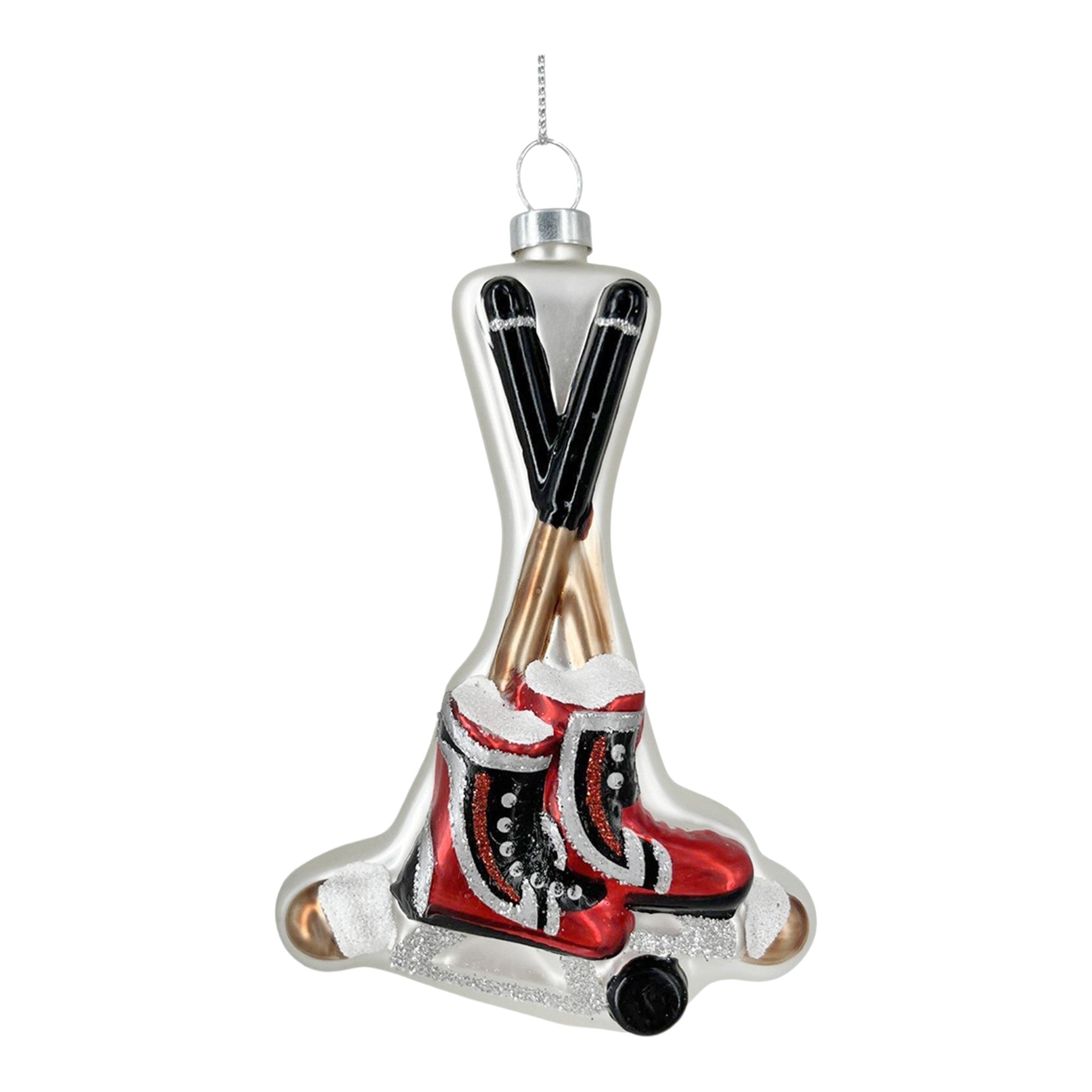Ornament Glass Ice Skates 5" Red