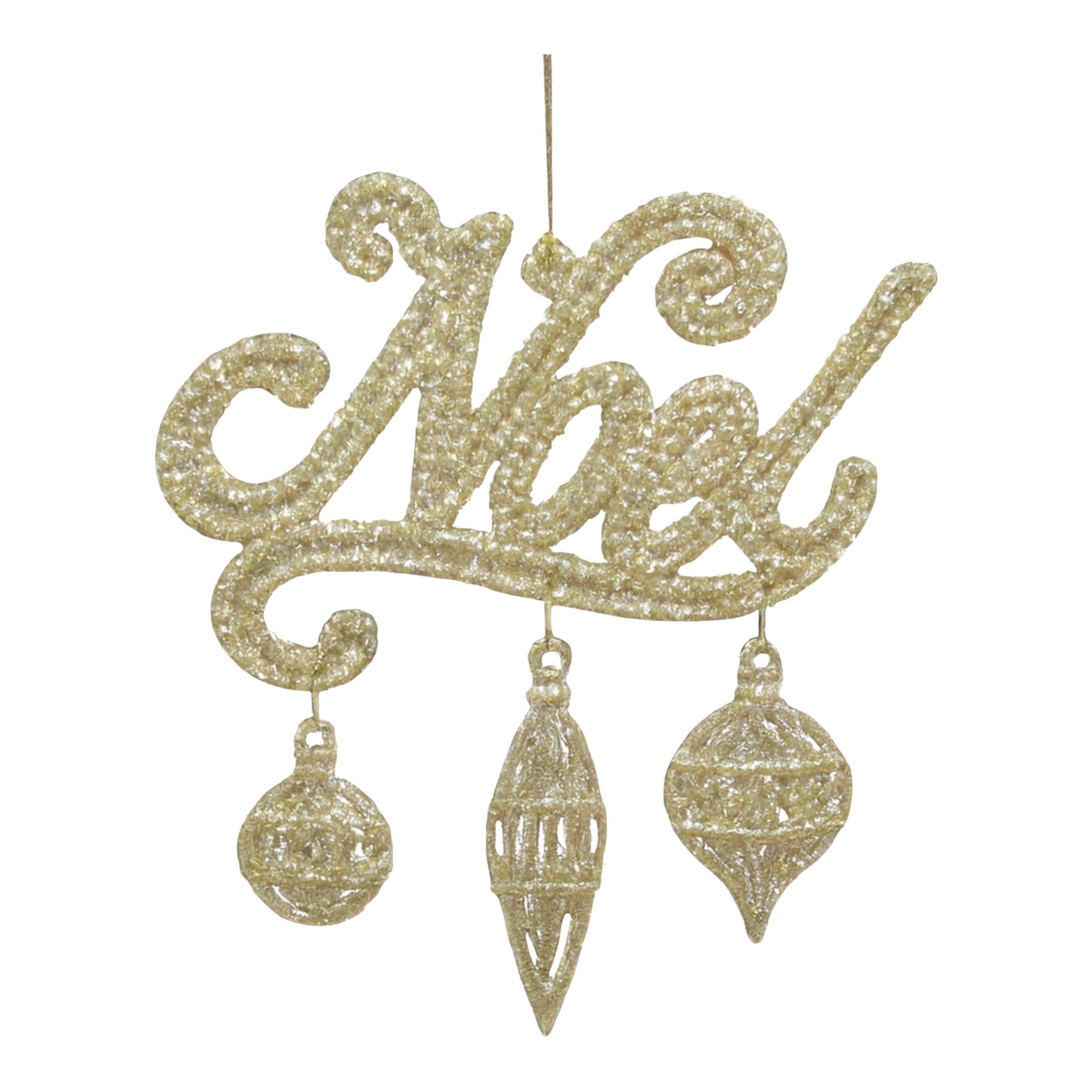 Ornament Noel Champagne w/Glitter 7.3"