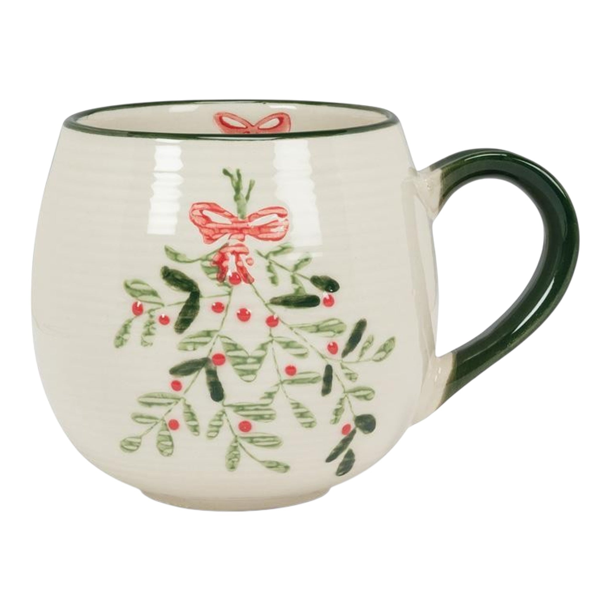 Mistletoe Ball Mug Ivory/Green 16oz