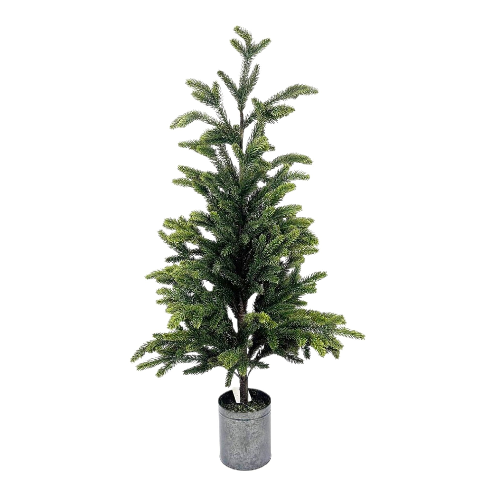 Tree Fir Potted Real Touch Metal Pot