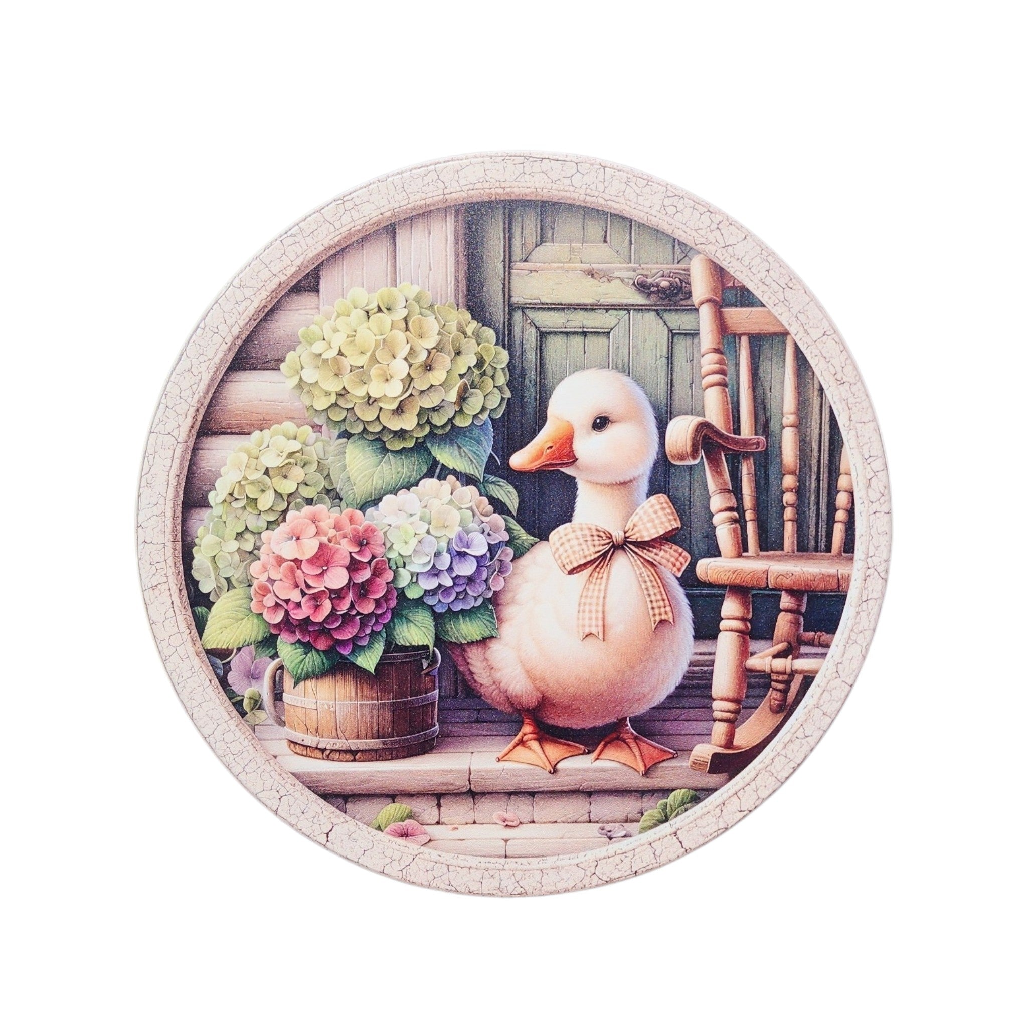 10" Round Sign Goose On Step